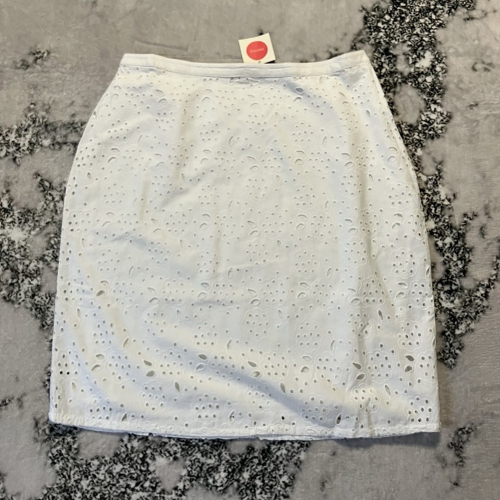 Boden‎ Skirt Womens Sz 10 White Eyelet Pencil Summer Classic Breathable Feminie